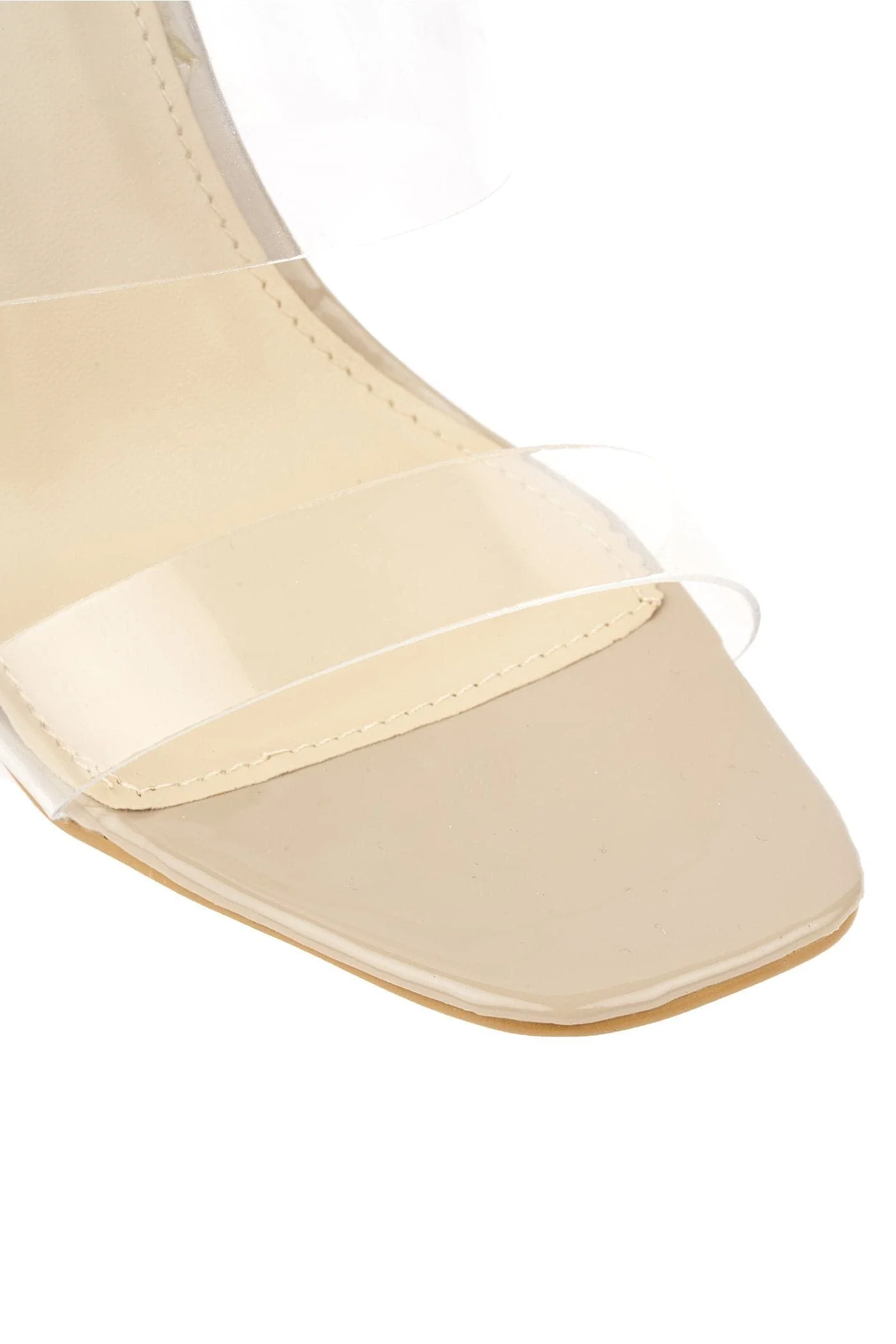 Highlight Perspex Band Flare Heel Mule in Nude - Image 6