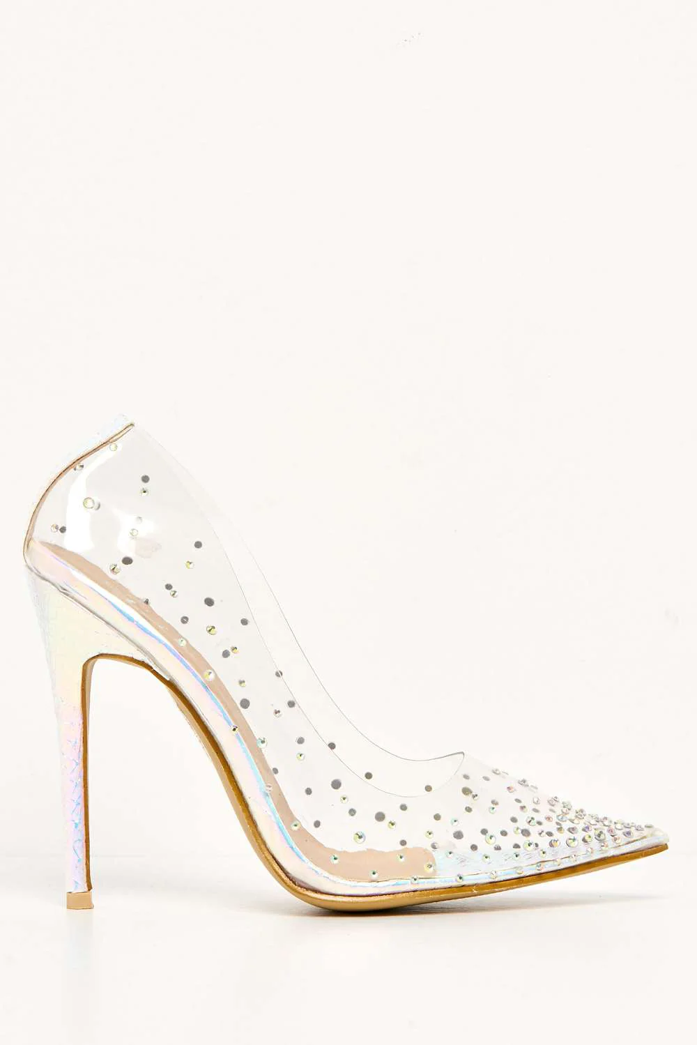 Sassy Perspex Diamante Court Shoe in Silver - Image 5
