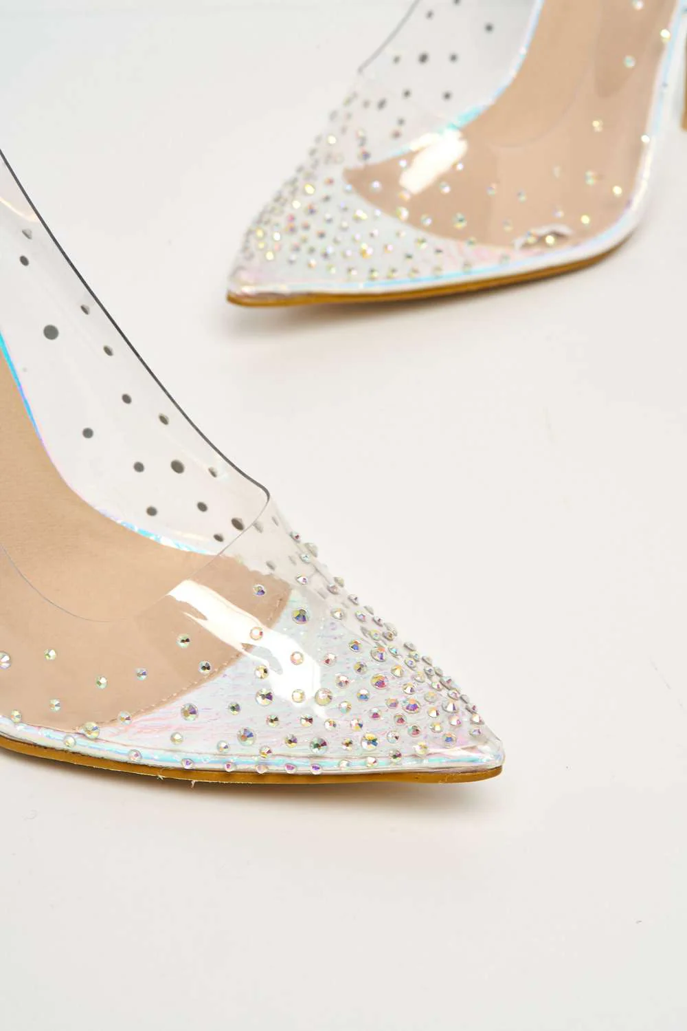 Sassy Perspex Diamante Court Shoe in Silver - Image 6