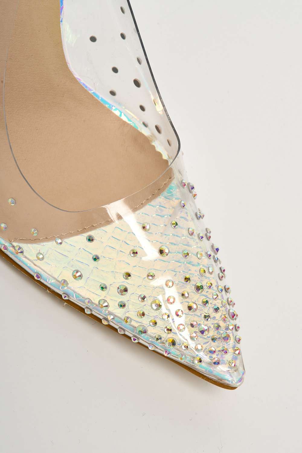 Sassy Perspex Diamante Court Shoe in Silver - Image 7