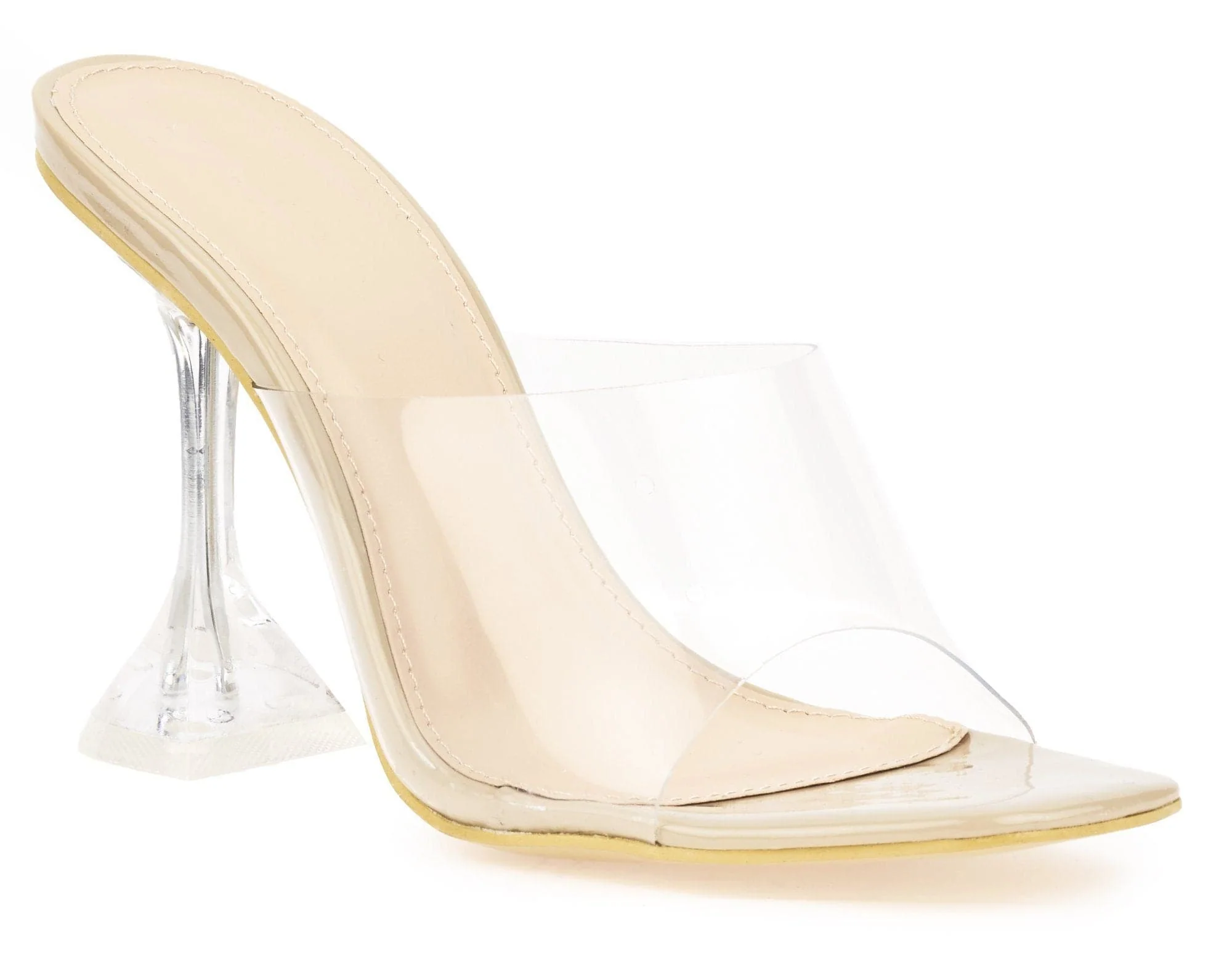 Bethan Perspex Spool Heel Mule in Nude - Image 5