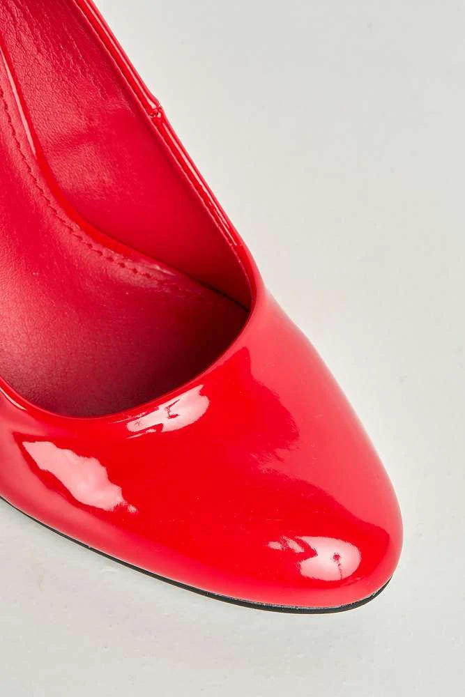 Pippa Round Toe Mid Stiletto Heeled Court Shoes in Red - Image 5