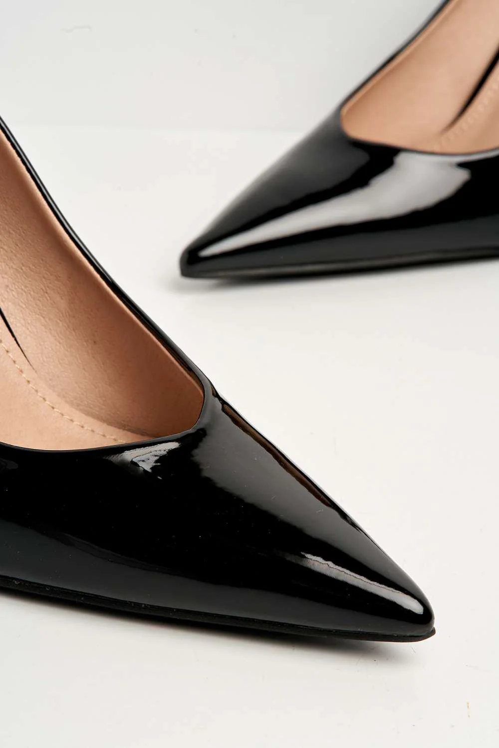 Poppie Pointed Toe Court Shoes in Black Patent - Image 5