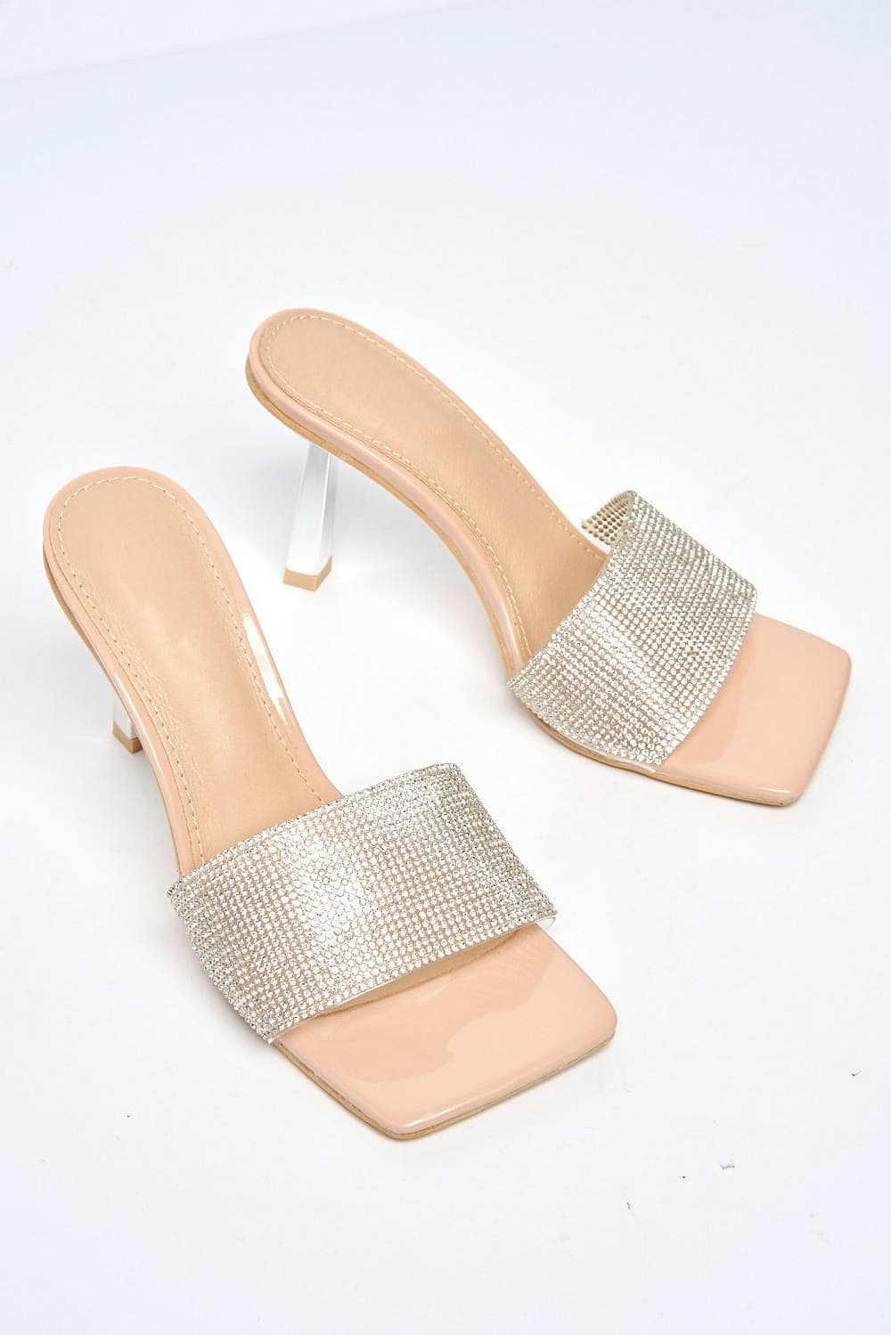 Porto Diamante Band Slanted Heel Mule in Nude - Image 4