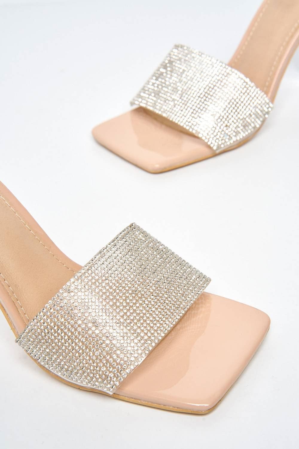 Porto Diamante Band Slanted Heel Mule in Nude - Image 6