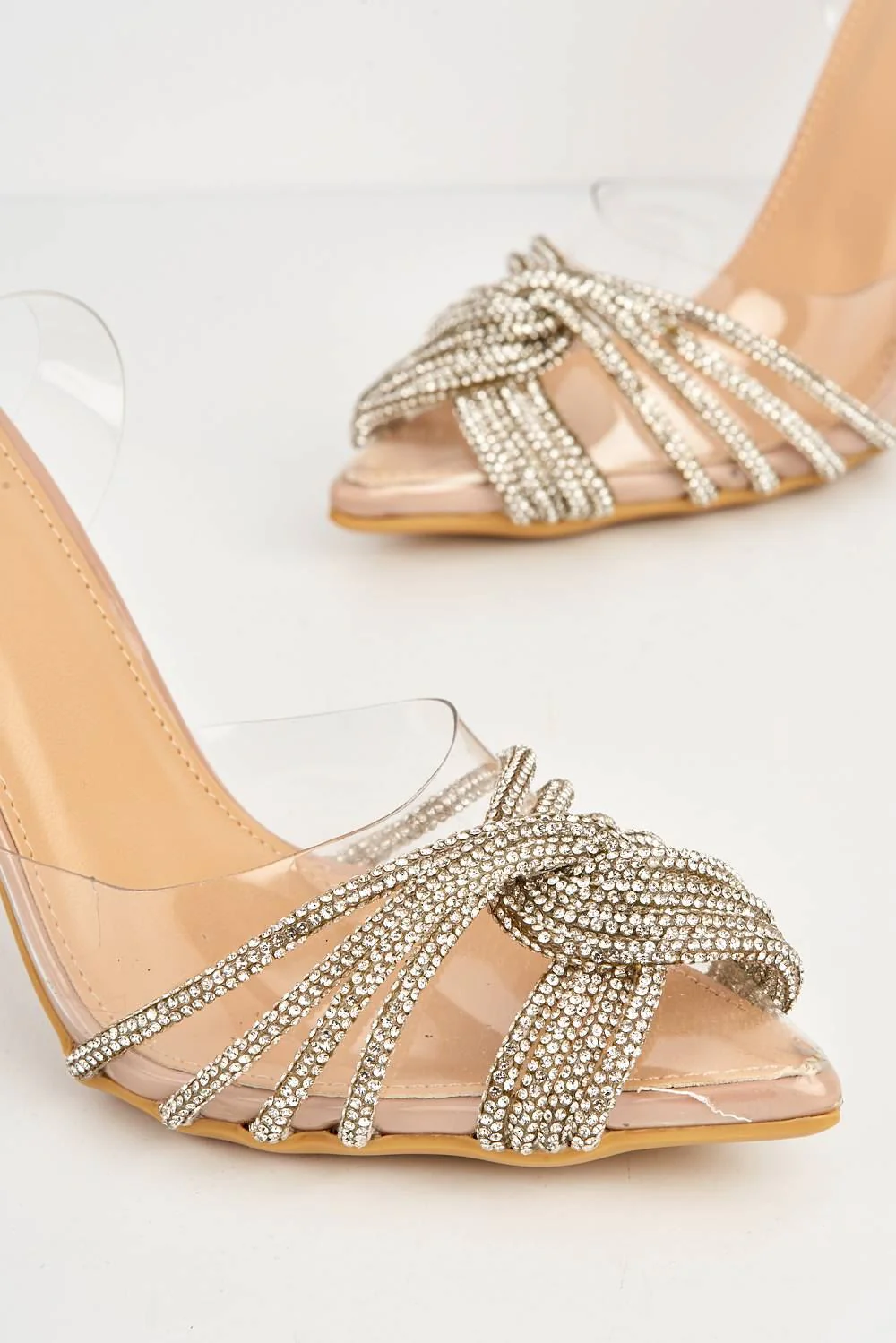 Princezza Diamante Embellished Pointed-Toe Court Shoes in Nude - Image 5