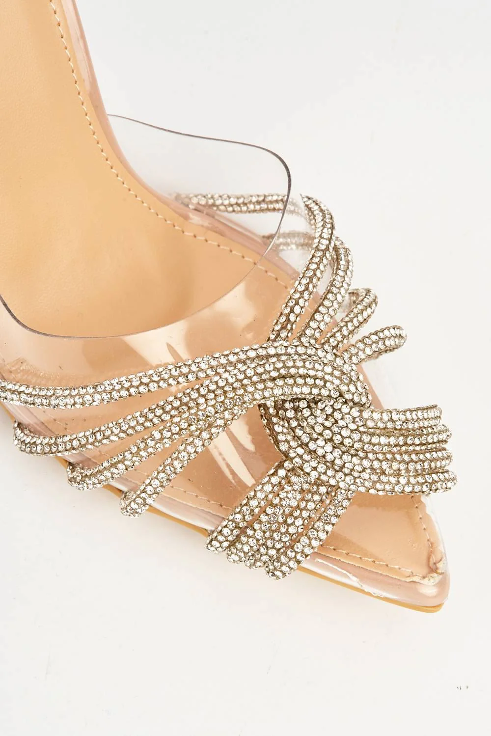 Princezza Diamante Embellished Pointed-Toe Court Shoes in Nude - Image 6
