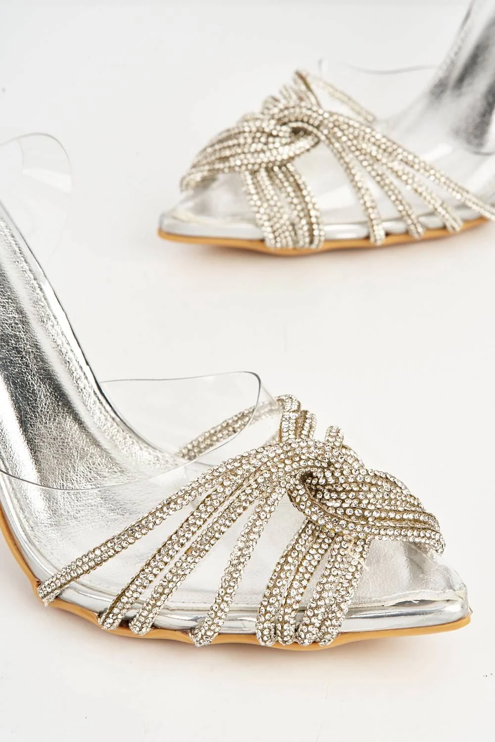 Princezza Diamante Embellished Pointed-Toe Court Shoes in Silver - Image 5