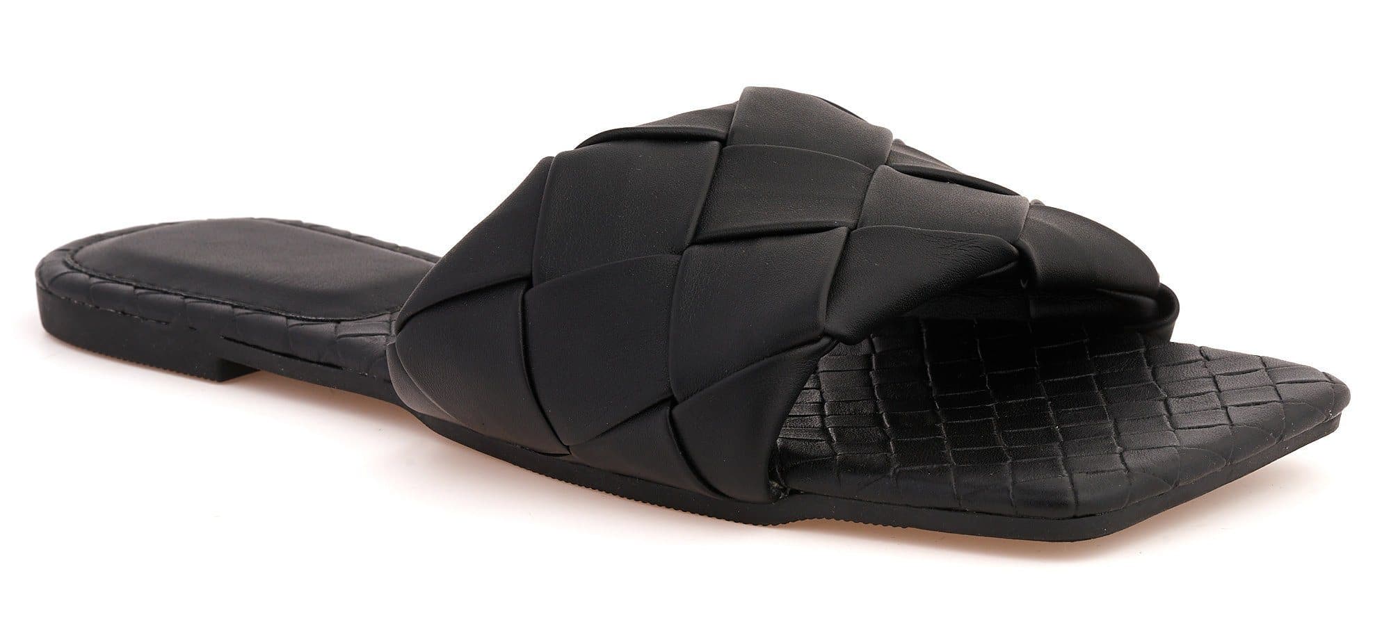 Raffia Crossover Plait Band Slider in Black - Image 6
