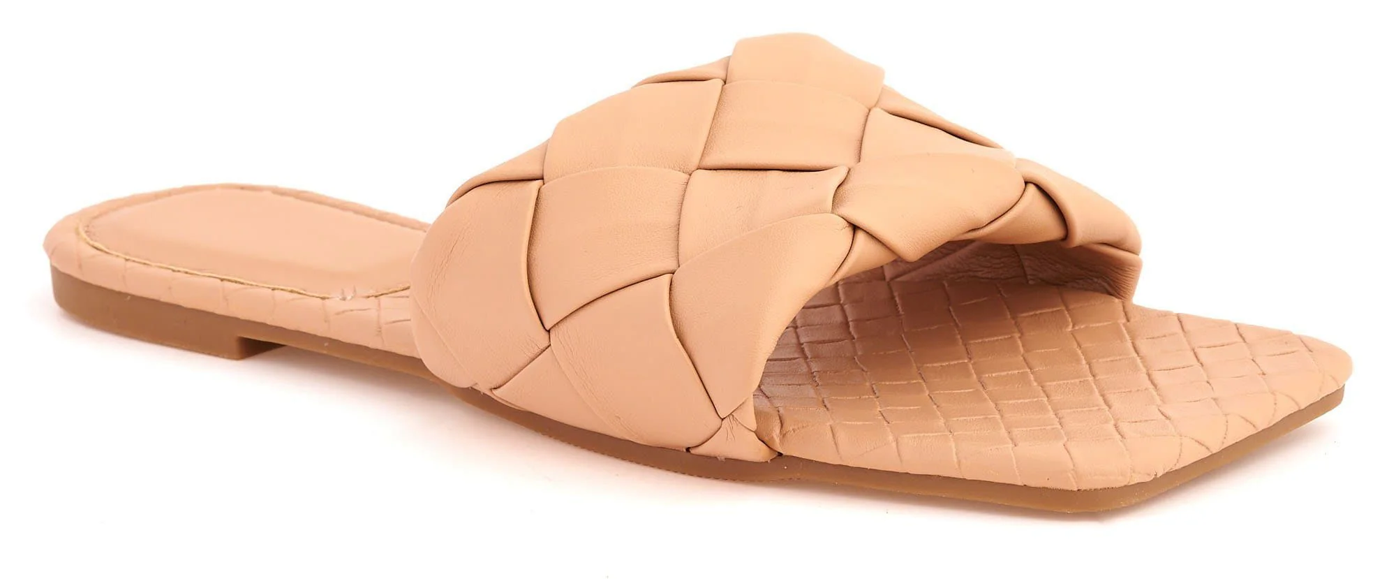 Raffia Crossover Plait Band Slider in Nude - Image 7