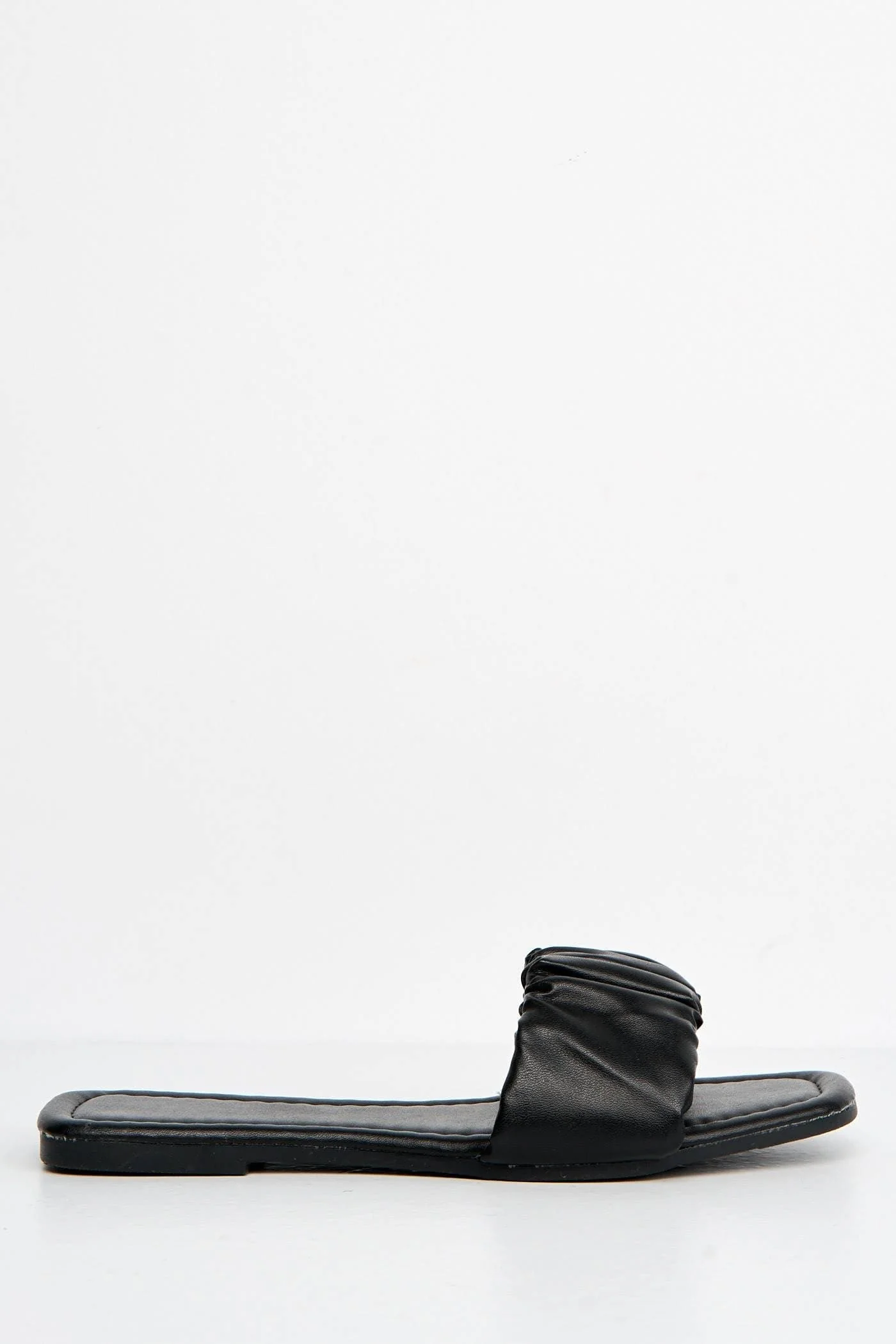 Raye Flat Ruched Sandal in Black - Image 6