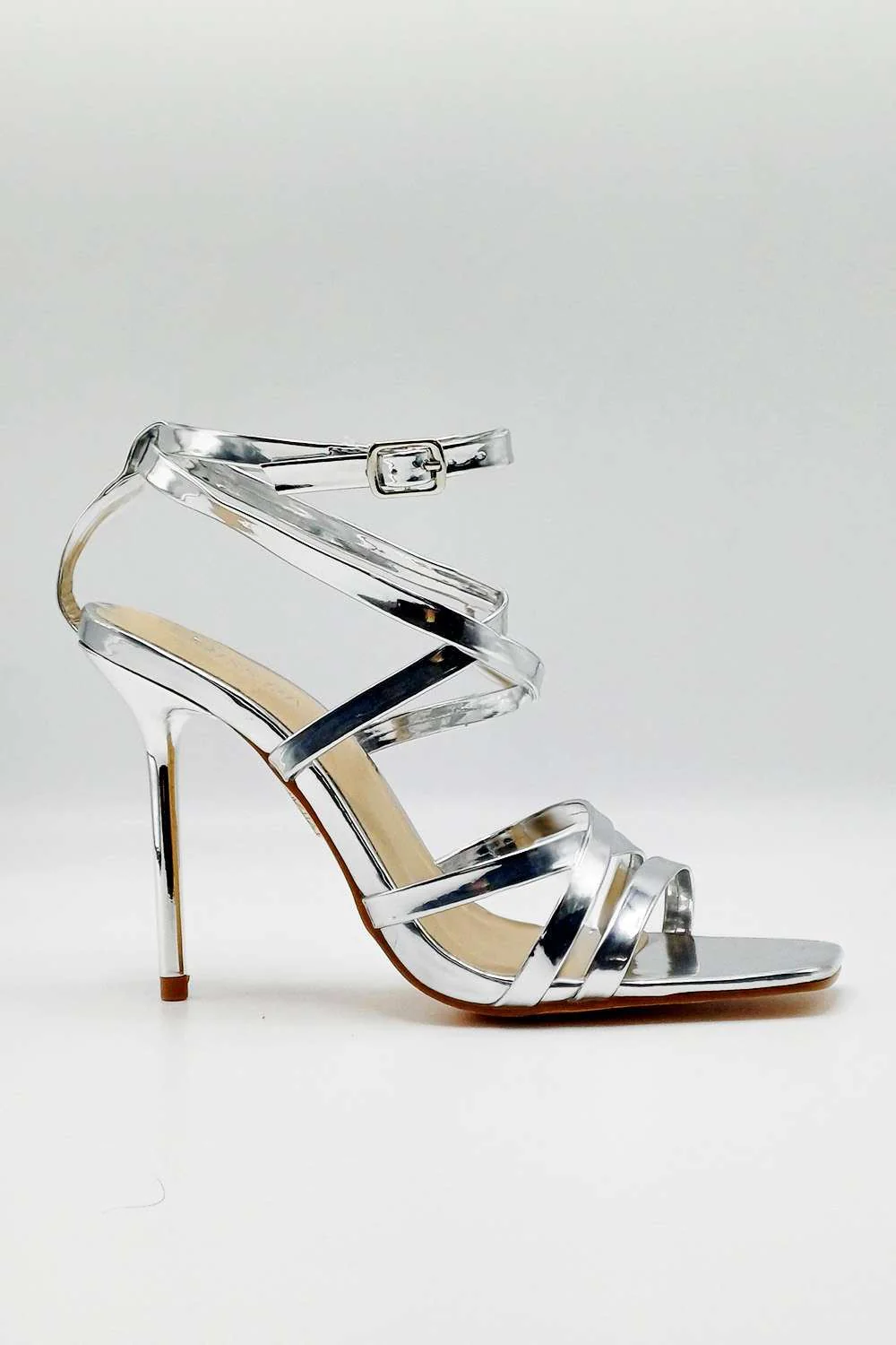 Reeba Strappy High Heel Sandals in Silver - Image 2