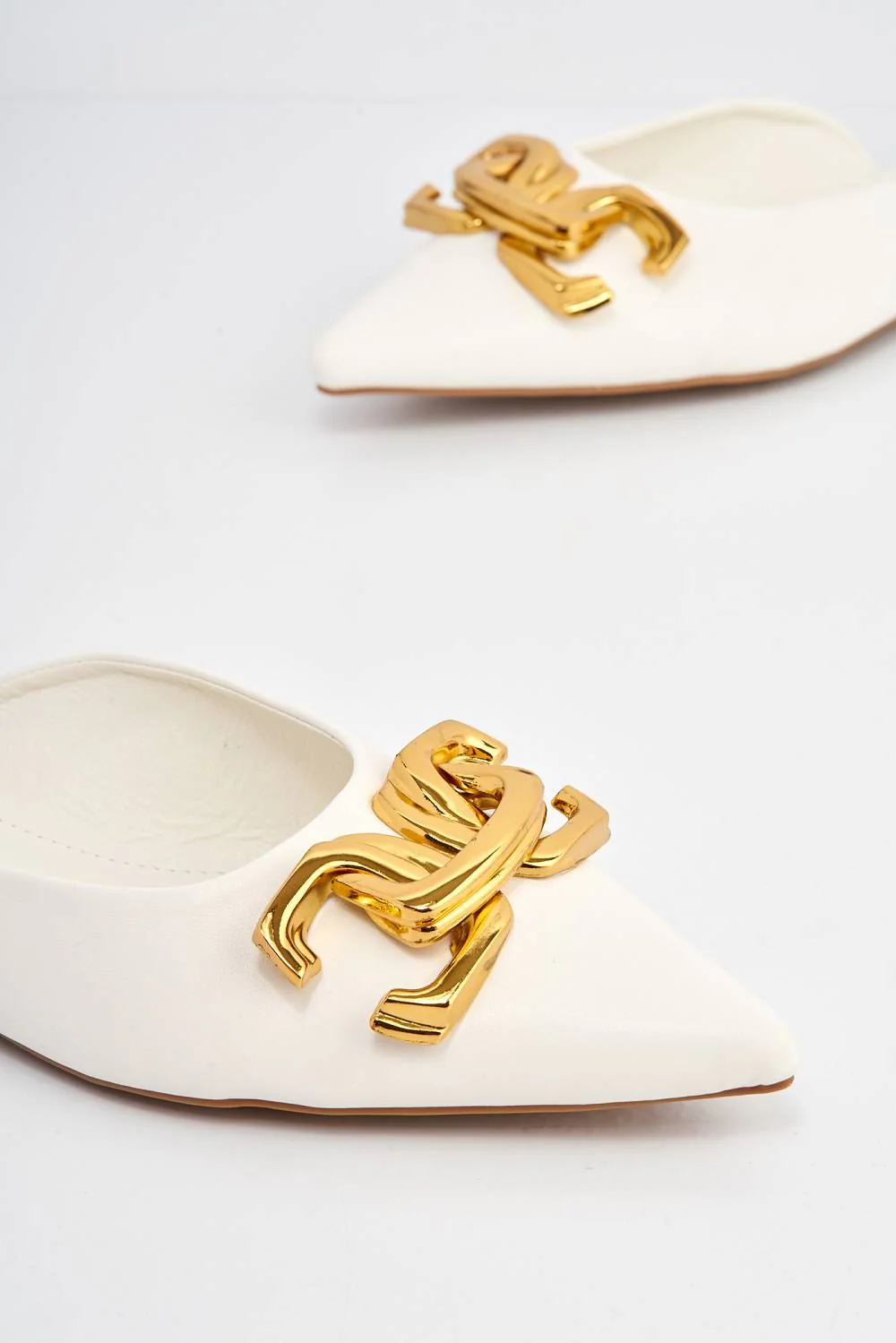 Regina Backless Loafer Sliders in White - Image 5
