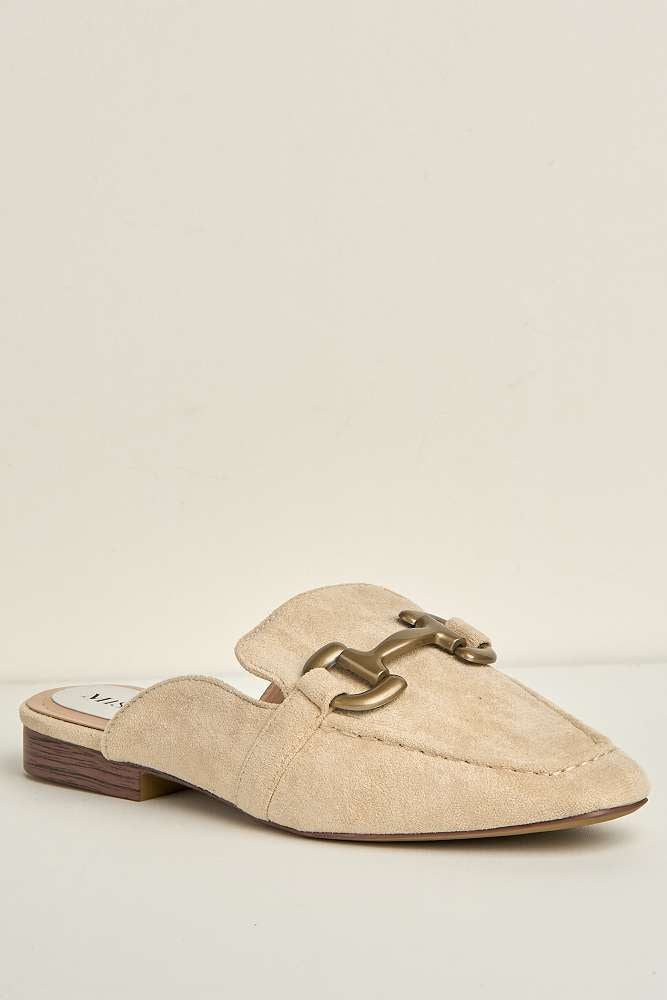 Rhiyan Horsebit Detail Loafer Mules in Beige - Image 4