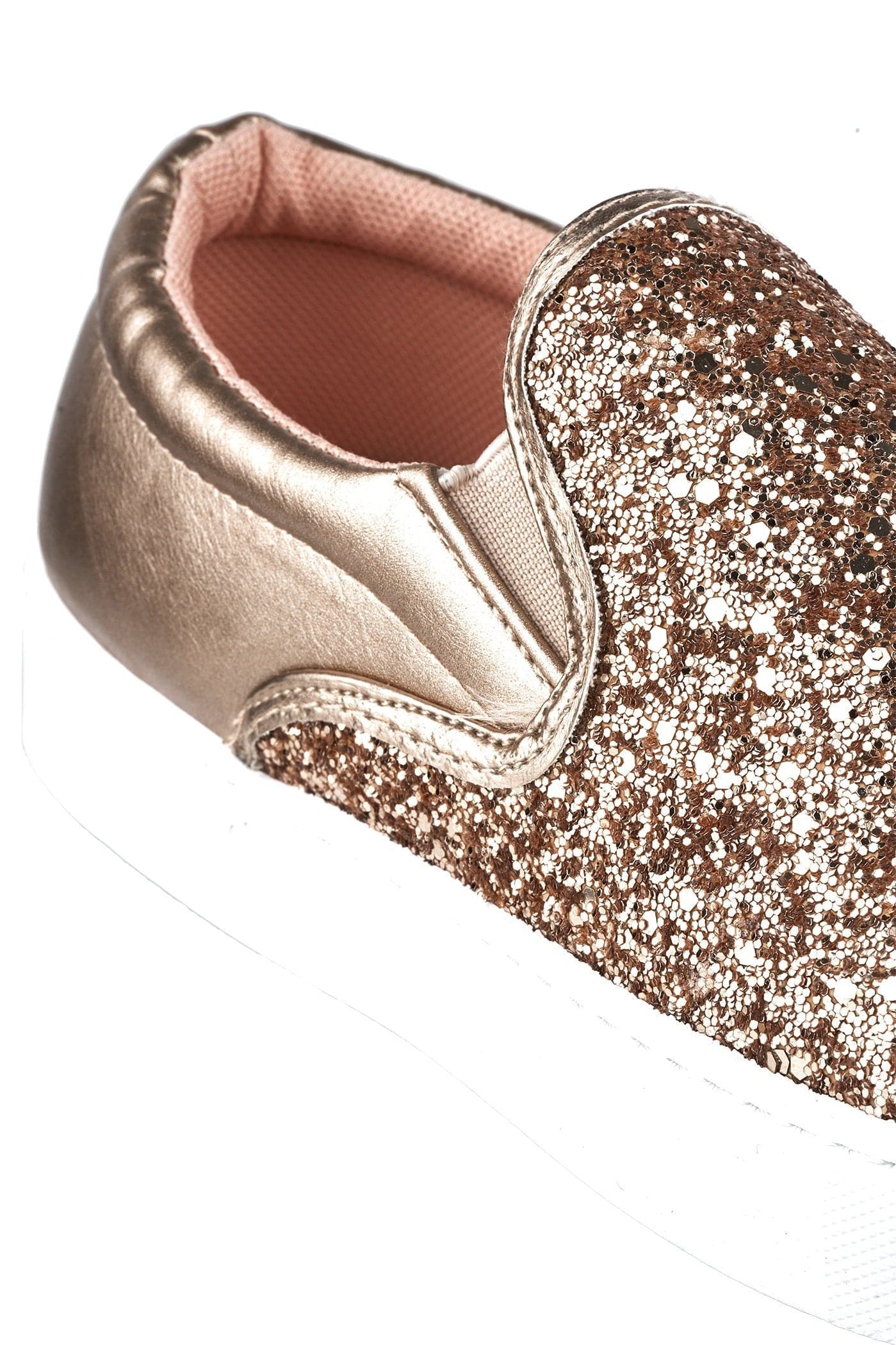 Ritzy Slip On Glitter Skater Pump in Rose Gold - Image 5