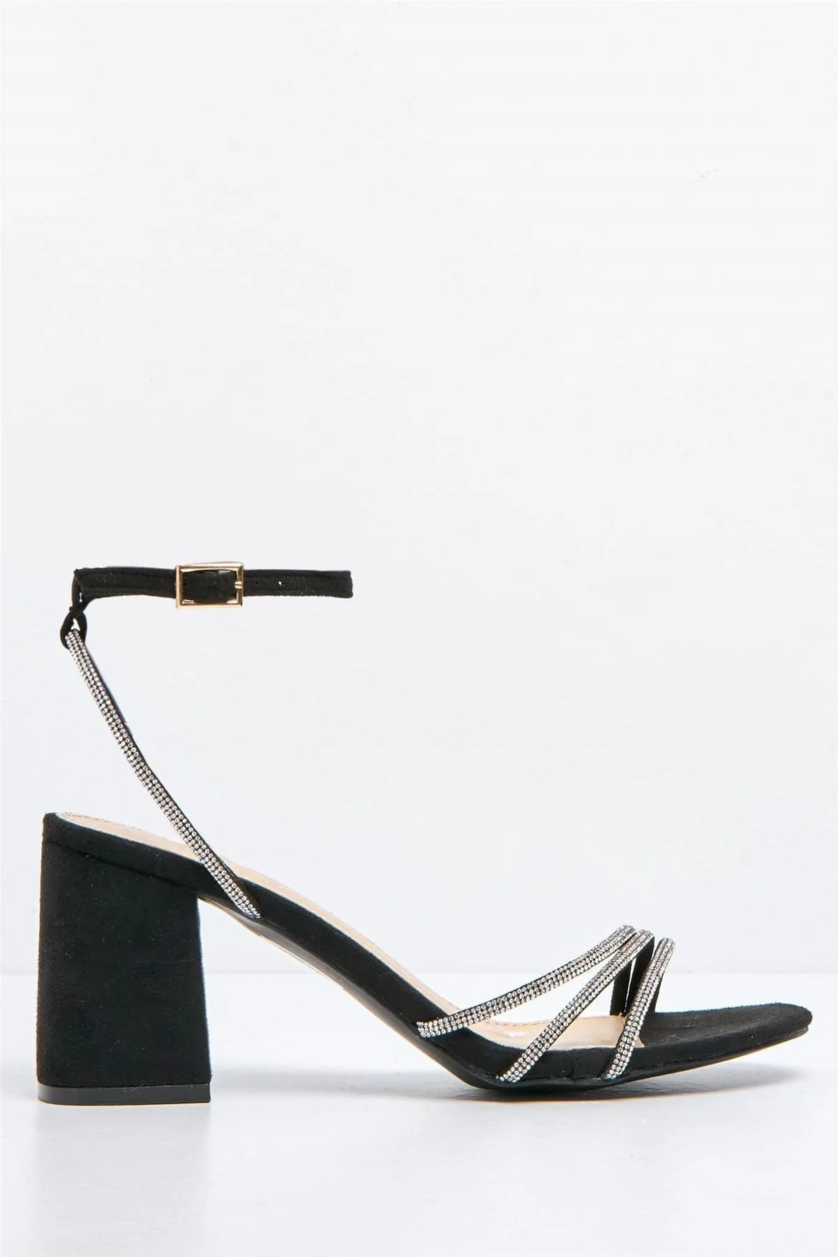 Roma Diamante Detailed Strap Block Heels in Black - Image 4