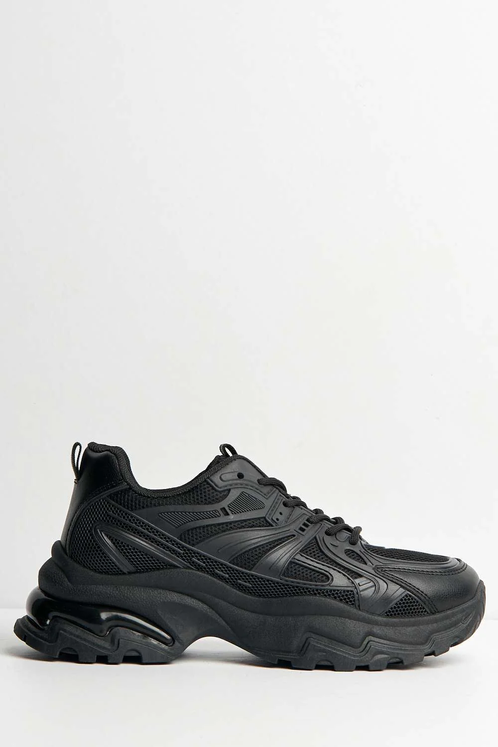 Rox Chunky Lace-Up Trainers in Black - Image 5