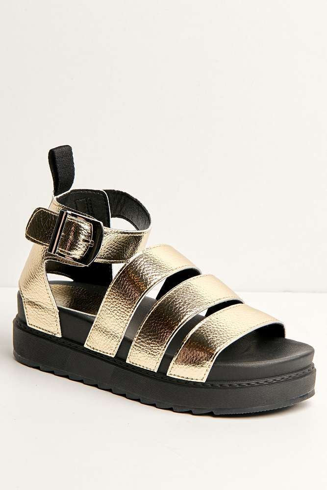 Roxi 3-Strap Gladiator Style Flatforms in Gold - Image 5