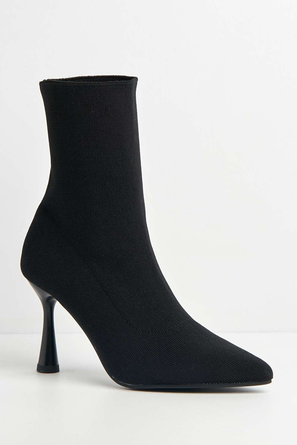Runa Pointed Toe Heeled Sock Boots in Black - Image 4