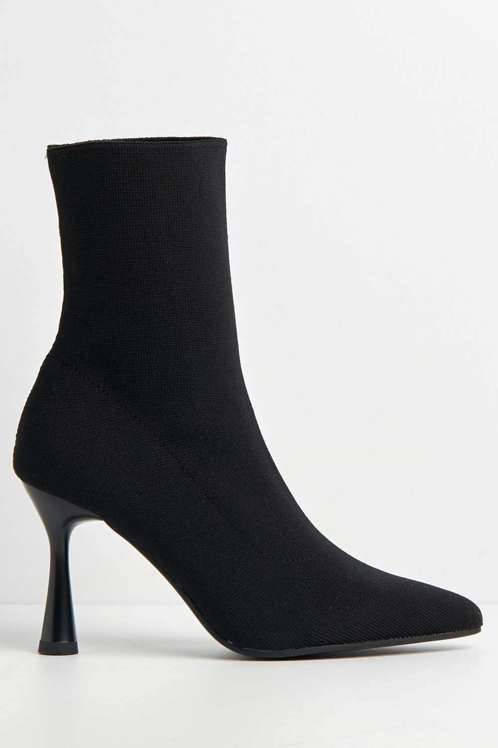 Runa Pointed Toe Heeled Sock Boots in Black - Image 5