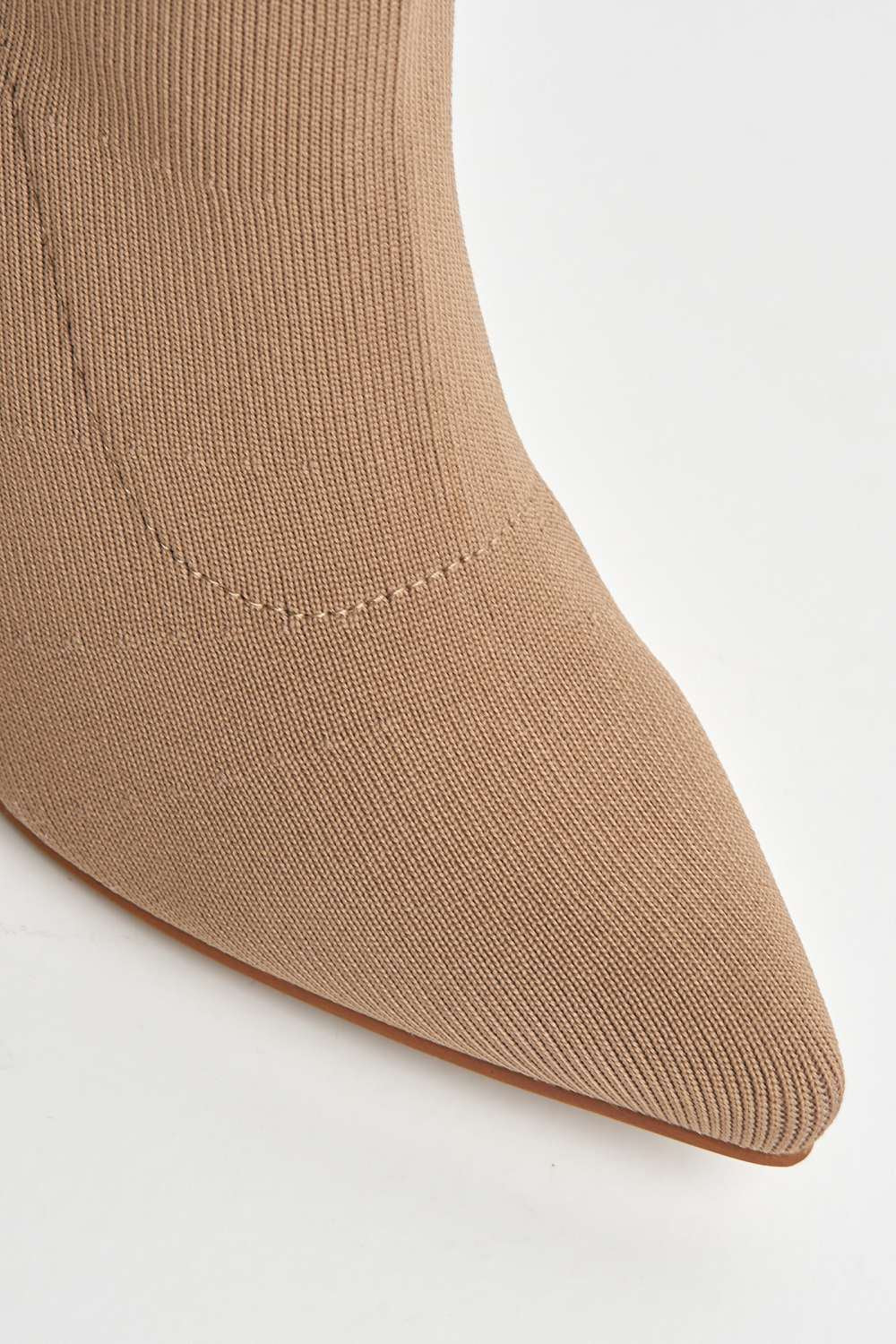 Runa Pointed Toe Heeled Sock Boots in Taupe - Image 6