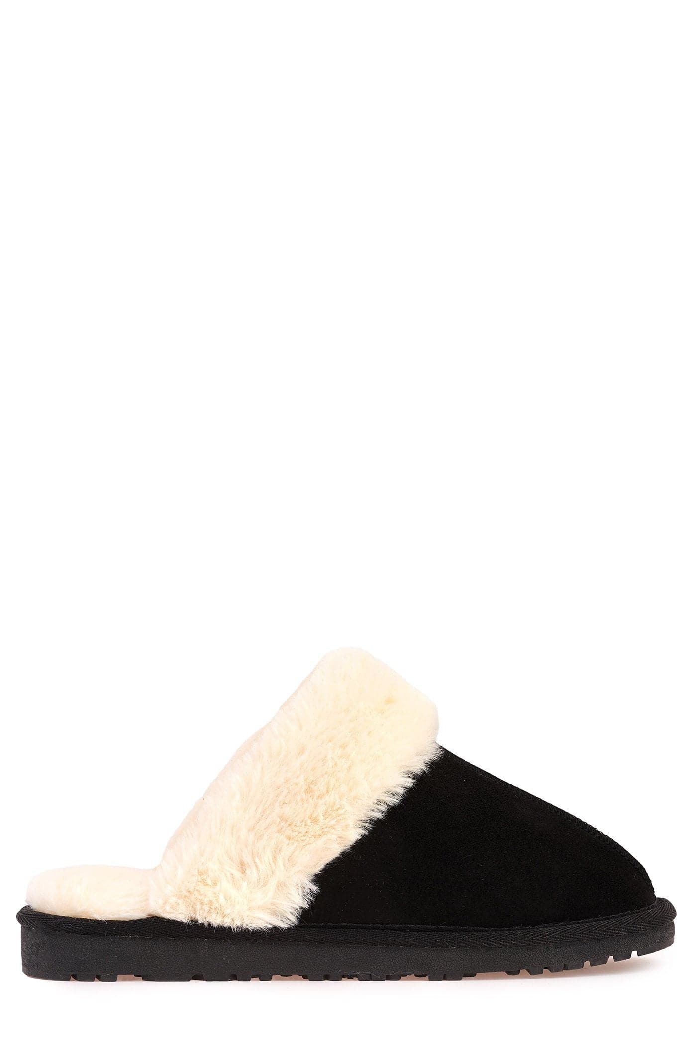Sally Close Toe Fluffy Slipper in Black - Image 4