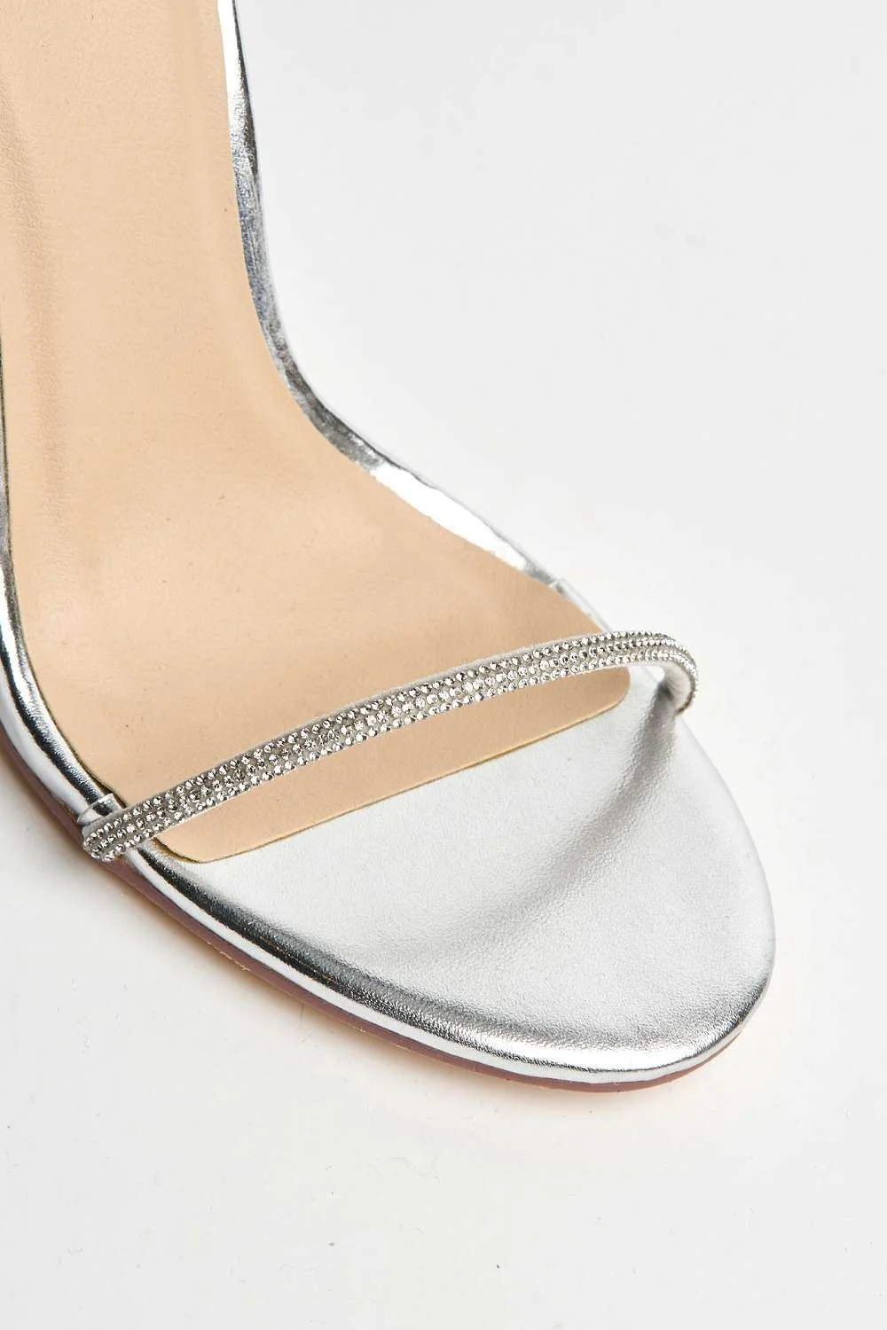 Sammy Diamante Embellished Lace-up Heels in Silver - Image 6