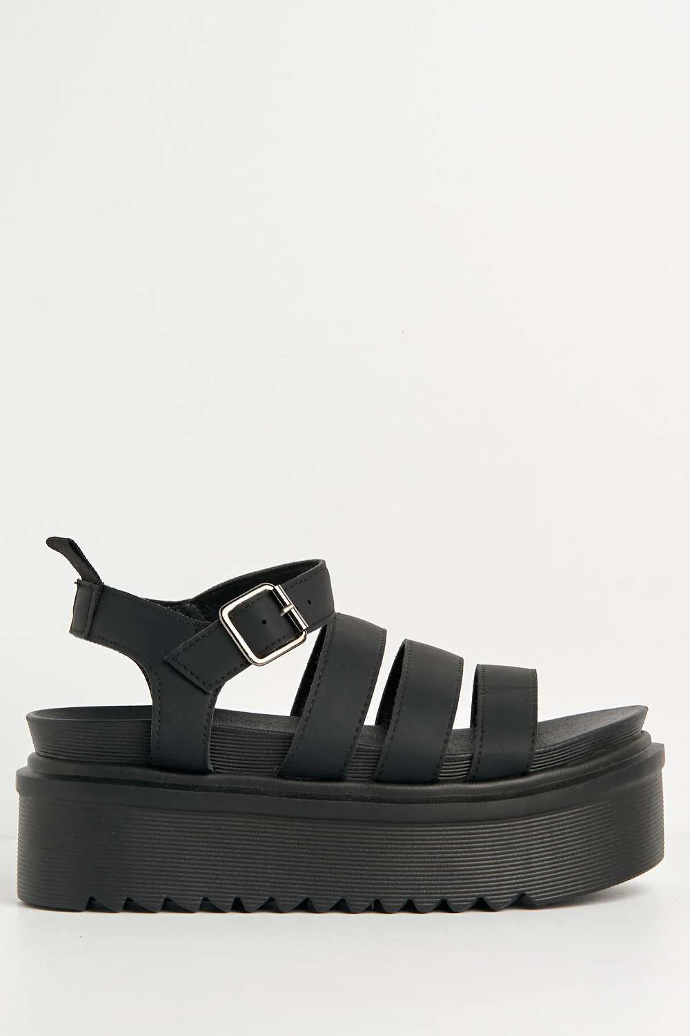 Sannie Flatform Ankle Strap Sandals in Black Matt - Image 5