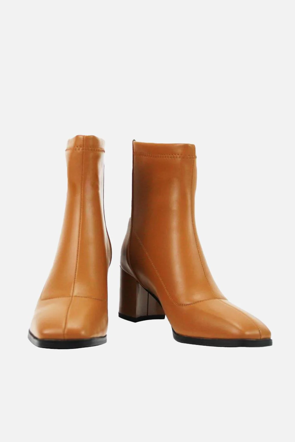 Sarielle Block Heel Back Zip Ankle Boots in Tan - Image 2