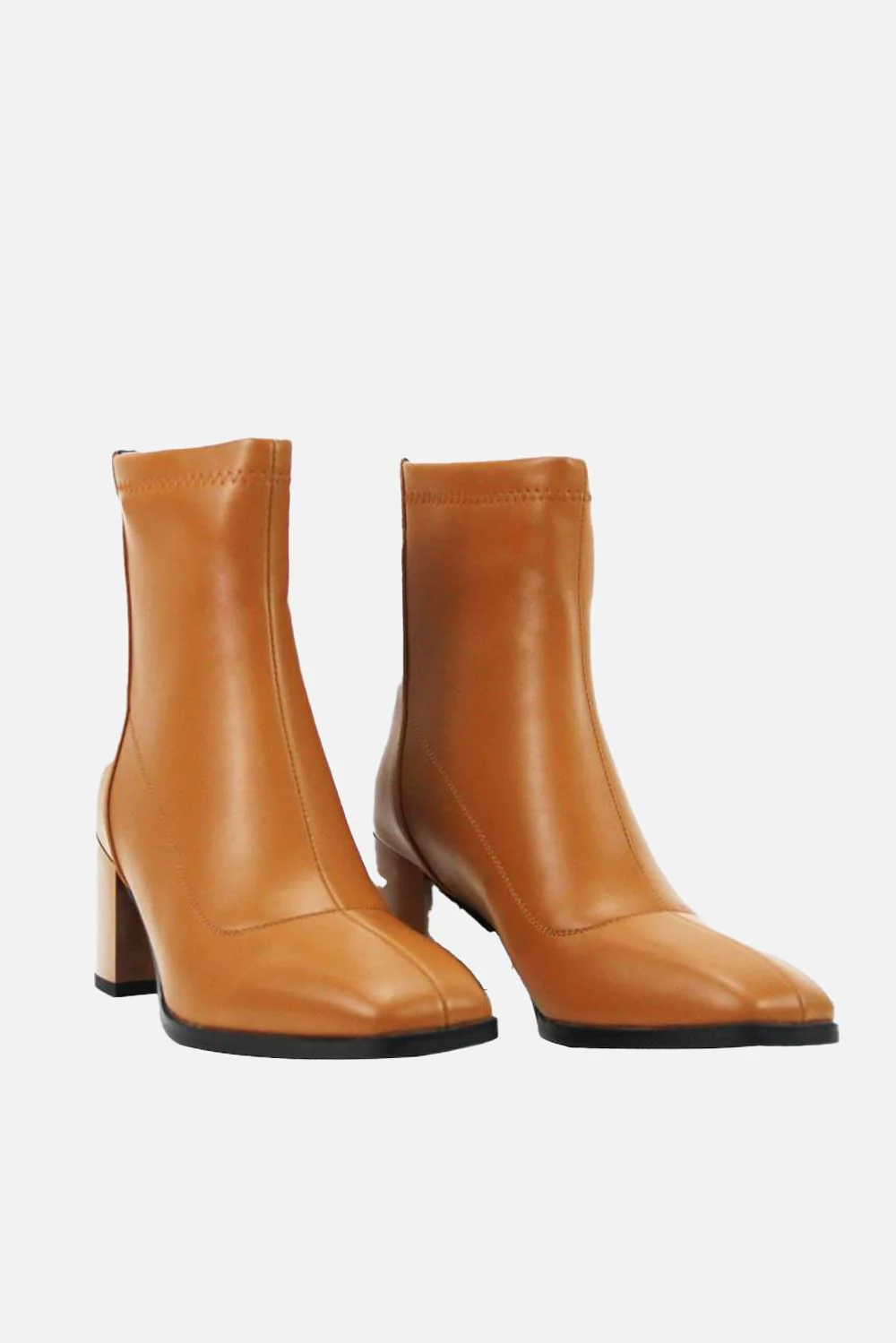 Sarielle Block Heel Back Zip Ankle Boots in Tan - Image 3