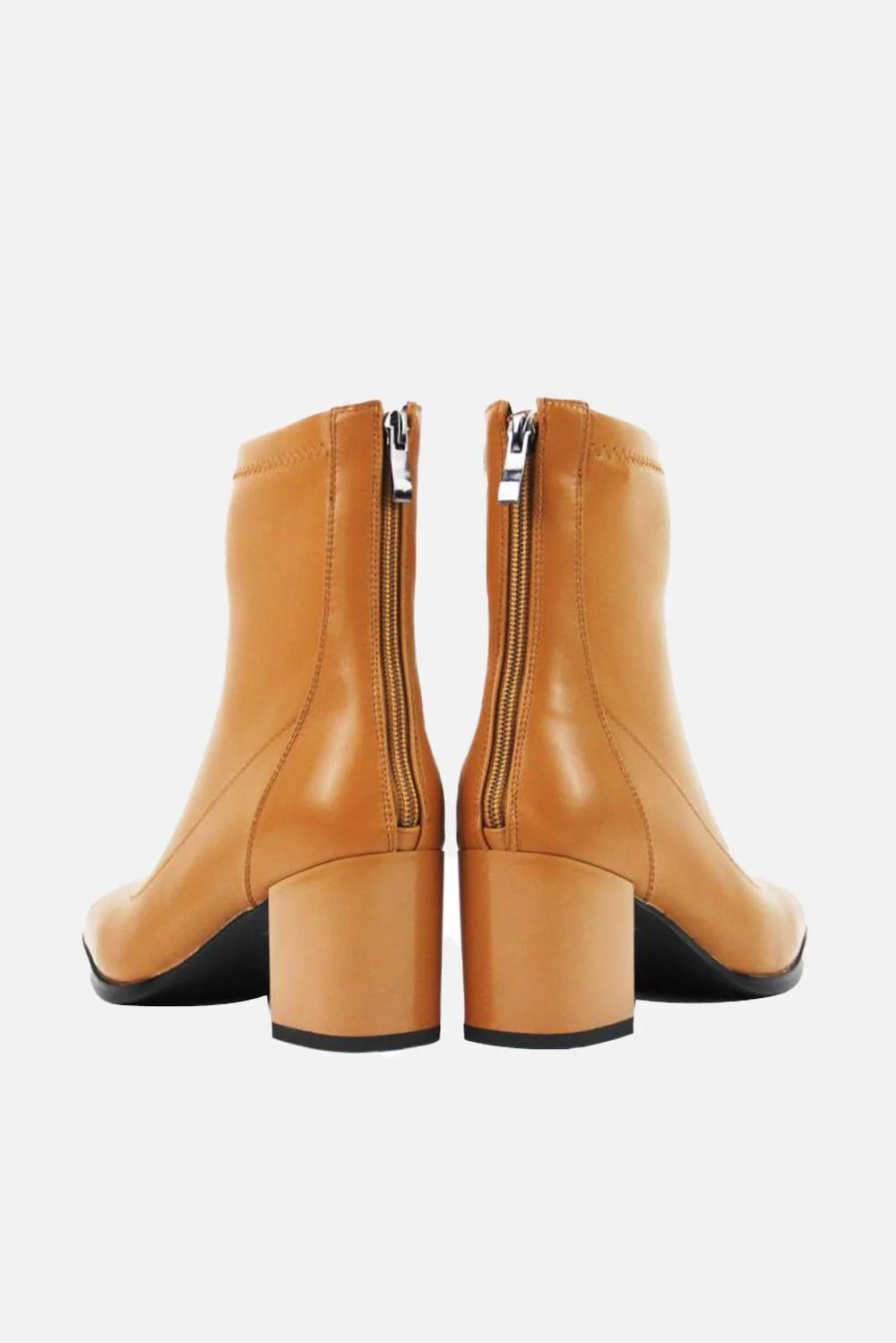 Sarielle Block Heel Back Zip Ankle Boots in Tan - Image 4