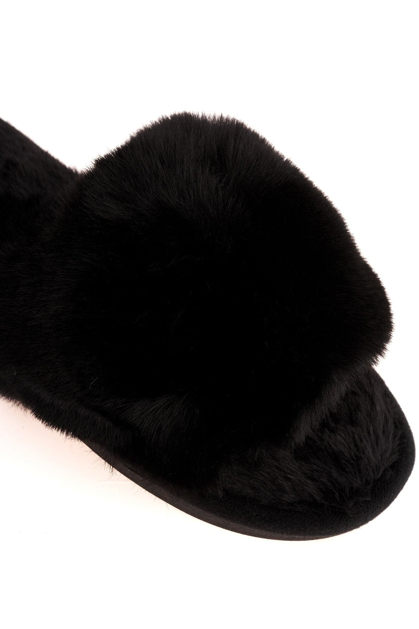 Sasha Fluffy Band Slipper in Black - Image 6