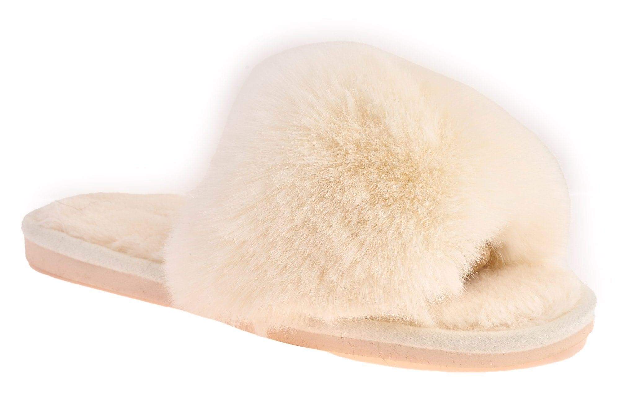Sasha Fluffy Band Slipper in Cream - Image 7
