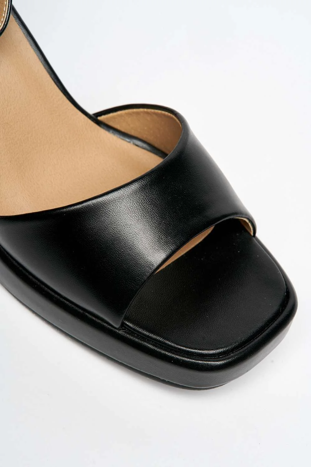 Sayla Block Heel Ankle Strap Open Toe Heeled Sandals in Black Matt - Image 6