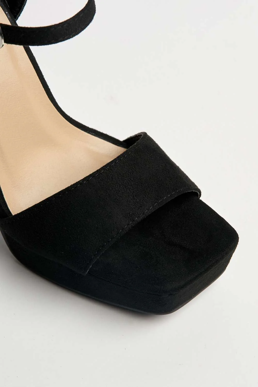 Sayra Ankle Strap Platform Block Heel Sandals in Black Suede - Image 6