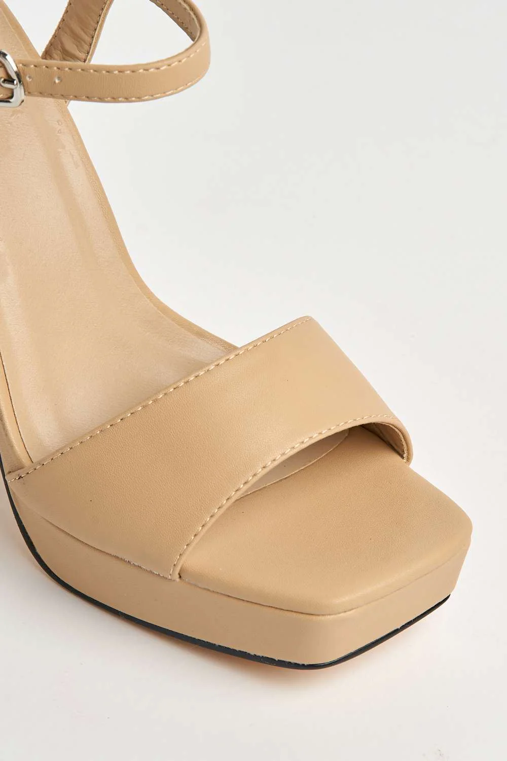 Sayra Ankle Strap Platform Block Heel Sandals in Nude Matt - Image 6