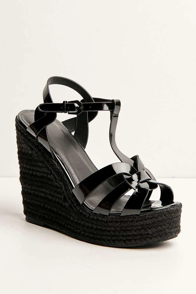Selene Anklestrap Open Toe Wedge Sandals in Black - Image 5