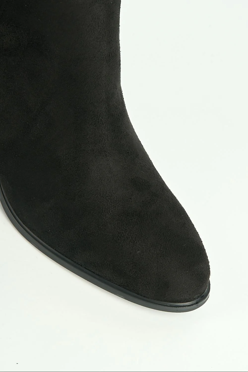 Serenity Gold & Diamante Trim Block Heel Knee High Boots in Black - Image 6