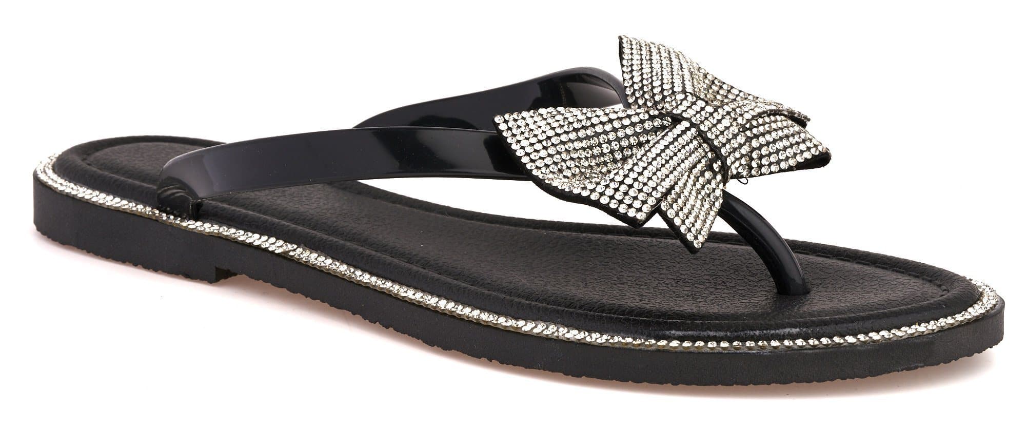 Seychelles Diamante Detail Bow Flip Flop in Black - Image 6