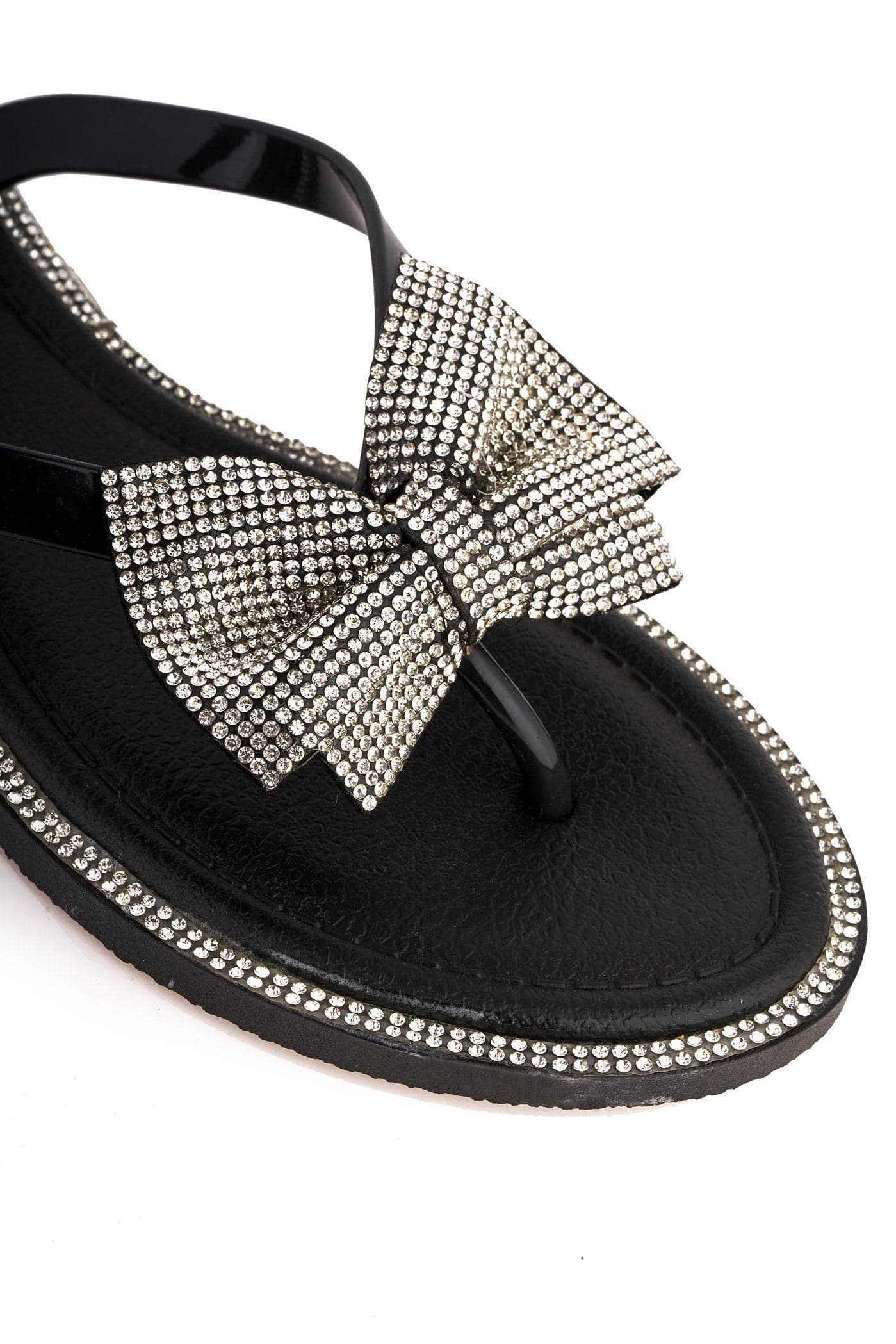 Seychelles Diamante Detail Bow Flip Flop in Black - Image 7