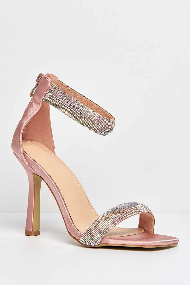 Shelly Diamante Embellished Heeled Sandals in Champagne - Image 4