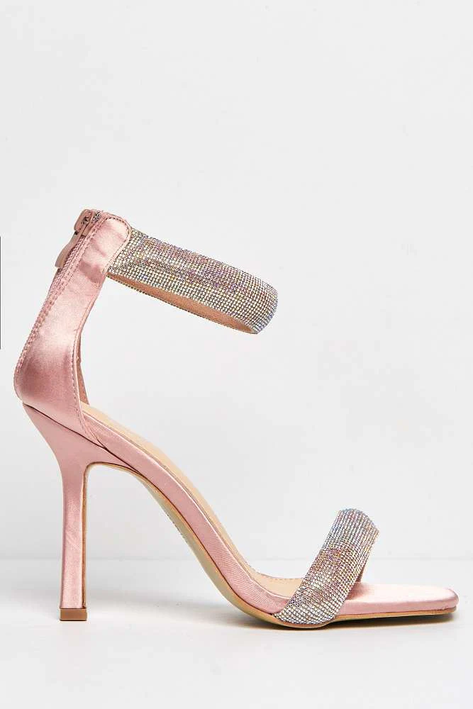 Shelly Diamante Embellished Heeled Sandals in Champagne - Image 5