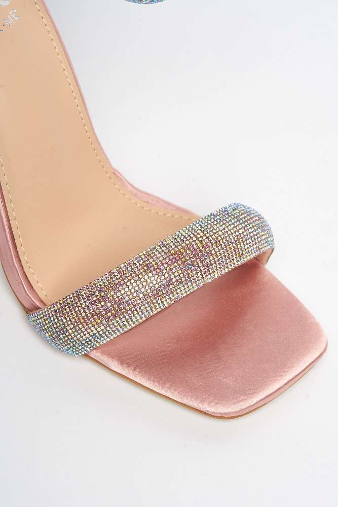 Shelly Diamante Embellished Heeled Sandals in Champagne - Image 6