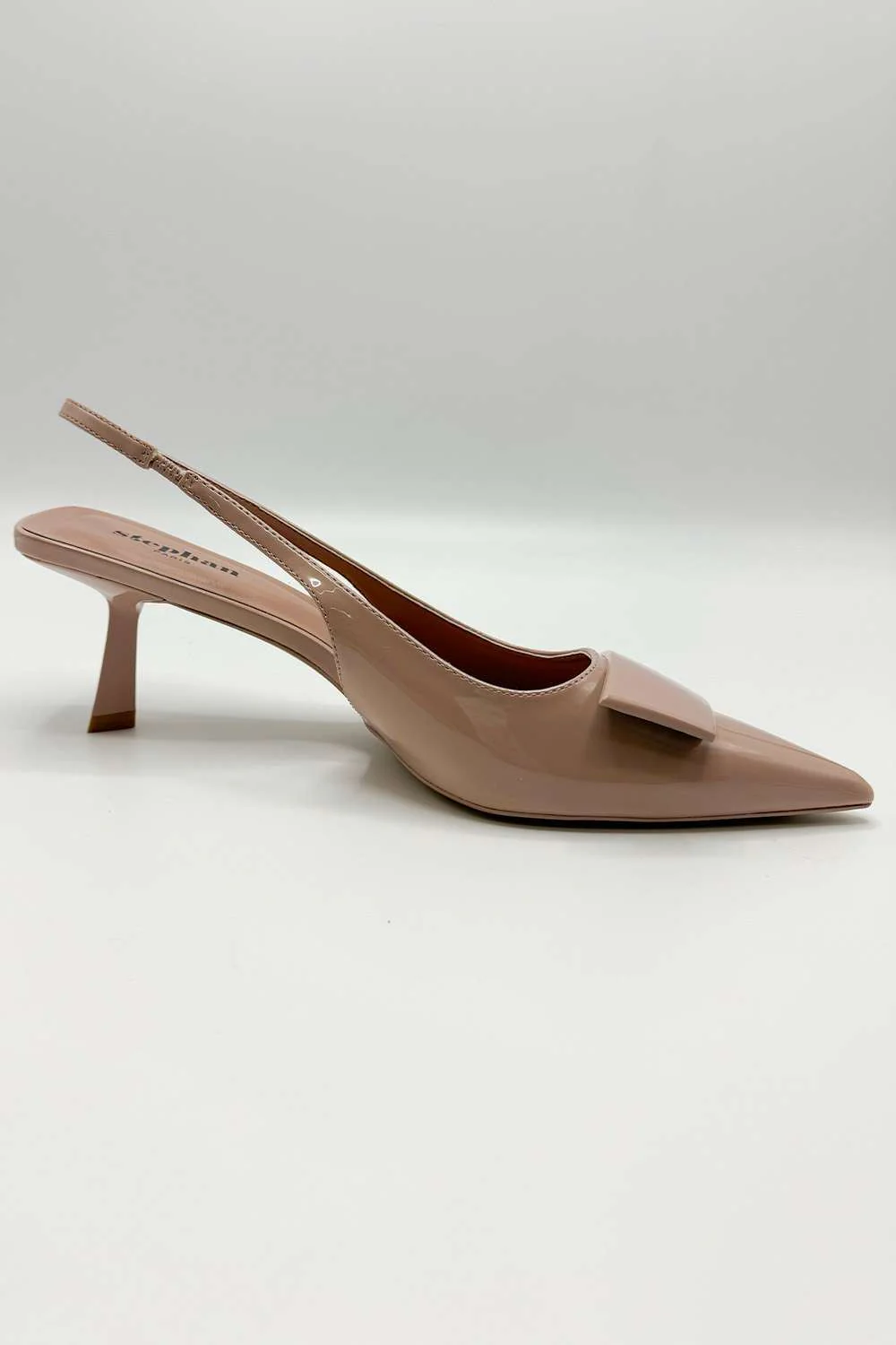 Sia Rectangle Brooch Detail Sling Back Court Shoes in Beige - Image 2