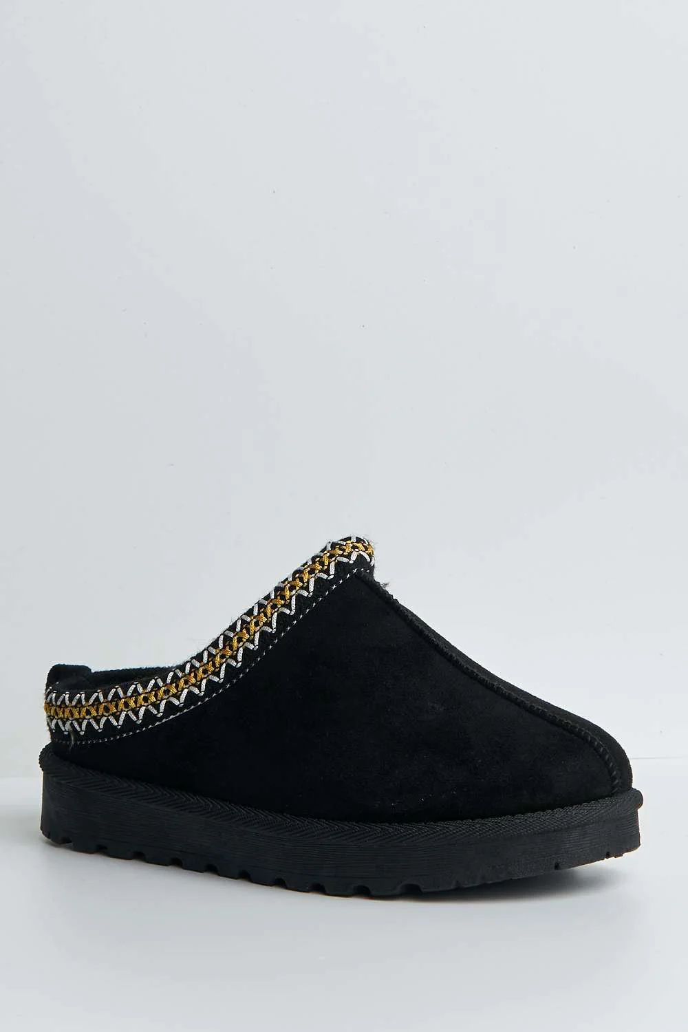 Sigrid Embroidered Faux Fur Lining Slippers in White / Yellow - Image 4