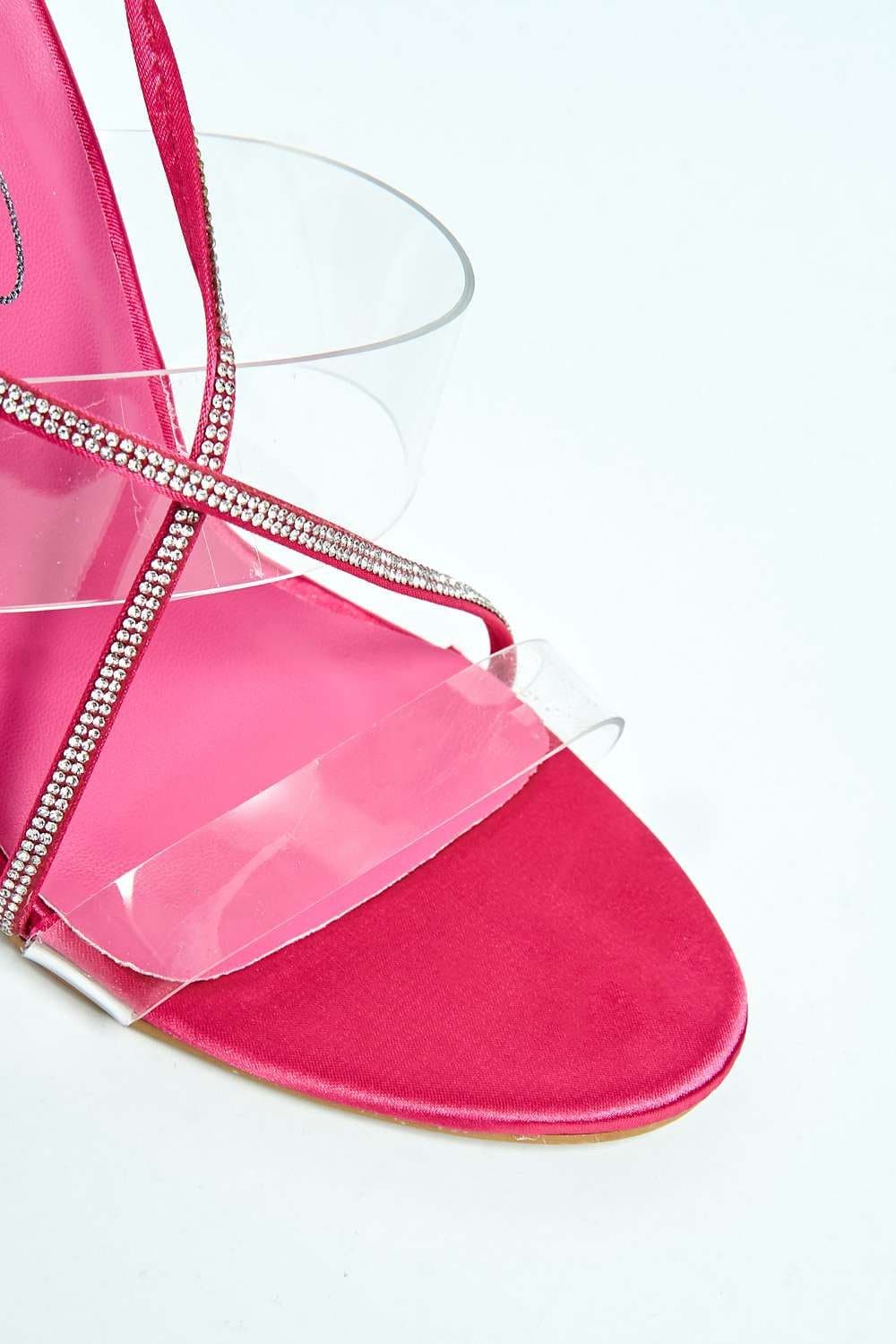 Silves 2 Perspex Band & Diamante Lace-up Heels in Fuchsia - Image 5