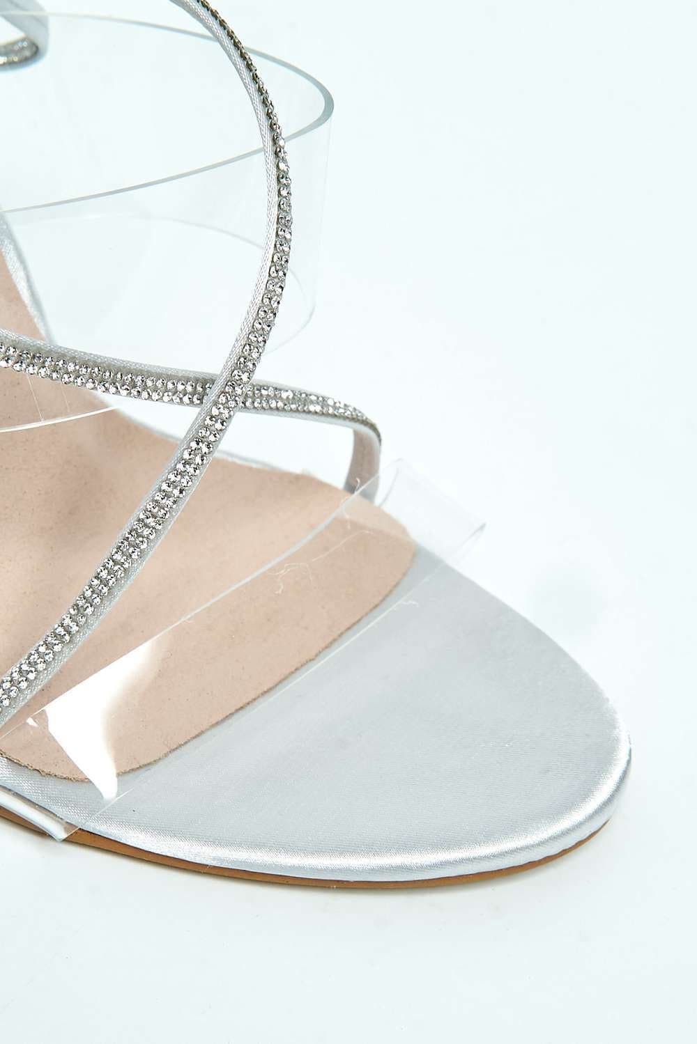 Silves 2 Perspex Band & Diamante Lace-up Heels in Silver - Image 5