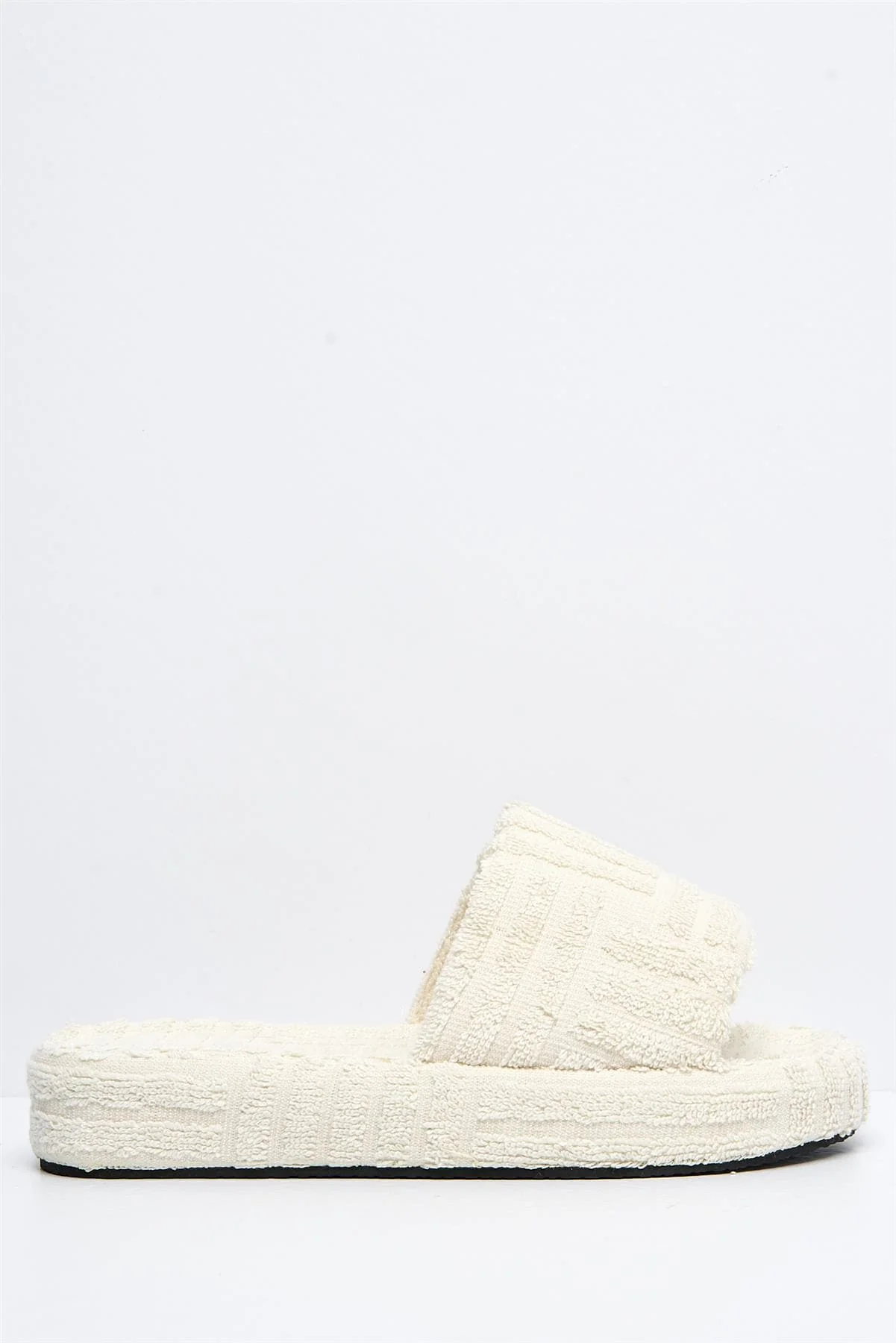Susie Flatform Slider Terry Towel in Cream - Image 3