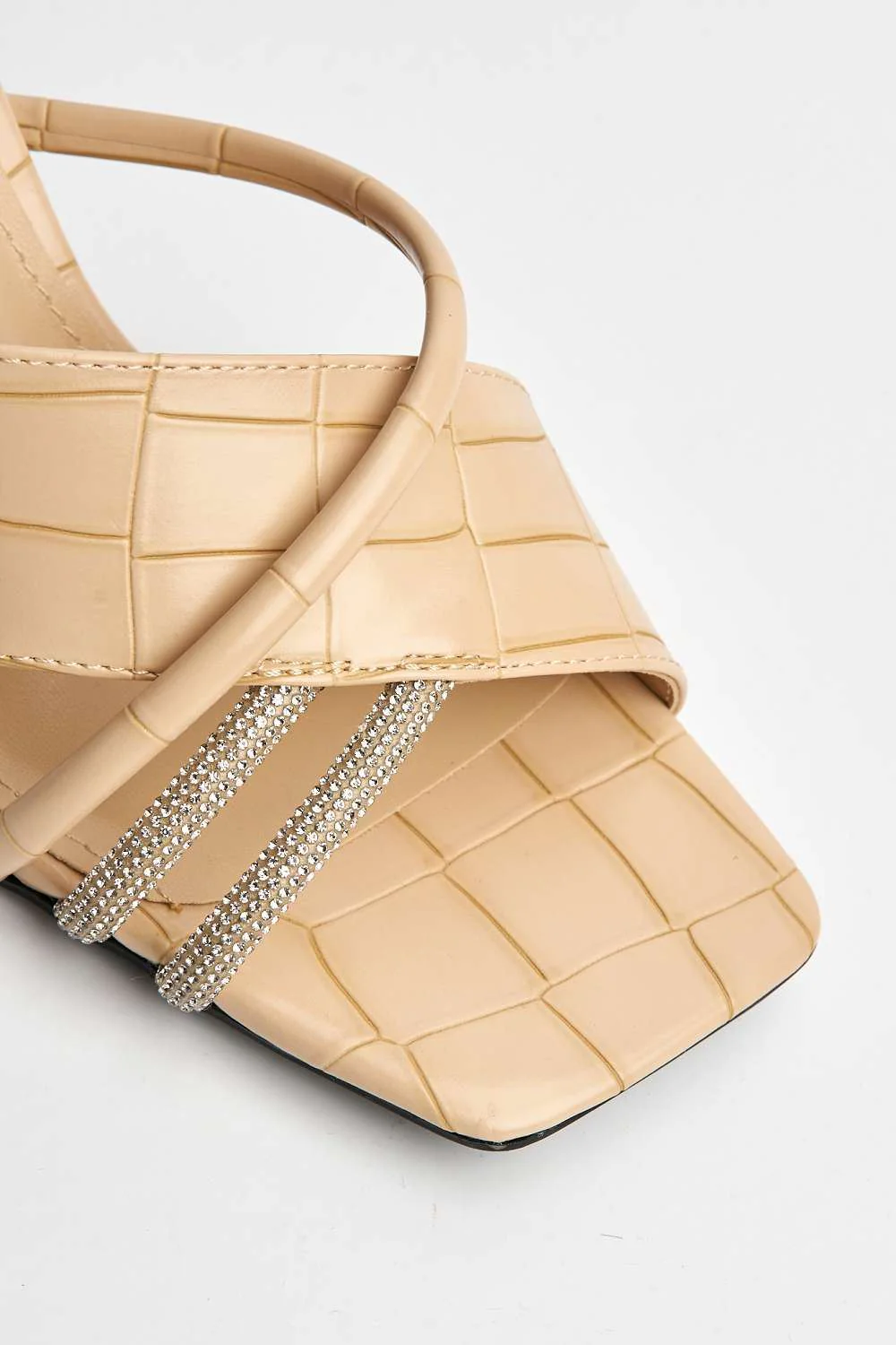 Socha Criss-Cross Diamante Strap Mules in Nude - Image 6