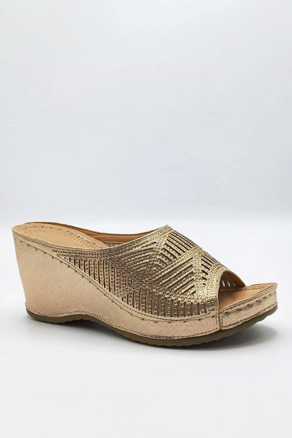 Soleil Diamante Strap Wedges in Gold - Image 4
